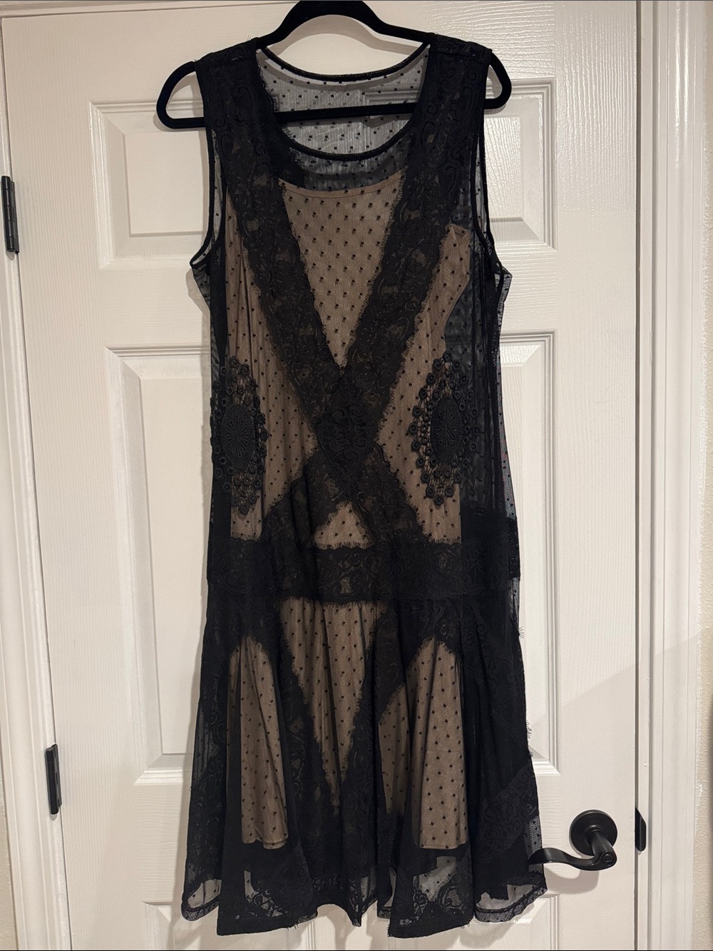Unique Vintage Black Sheer Lace Midi Dress